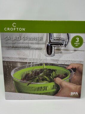 NIB New Crofton Salad Spinner 3 Piece set, BPA Free